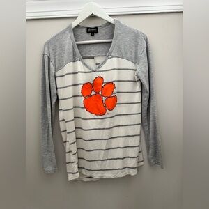 Clemson Tigers Paw Print Striped Tunic Top Small Game Day Long Sleeve